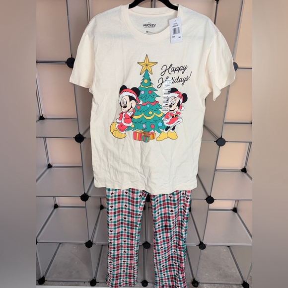 Disney Mickey & Minnie Christmas Adult Unisex Pajama Set Size M NWT - Picture 2 of 6